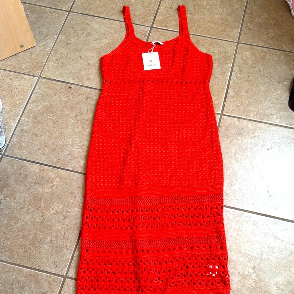 Elegant Red Crochet Dress